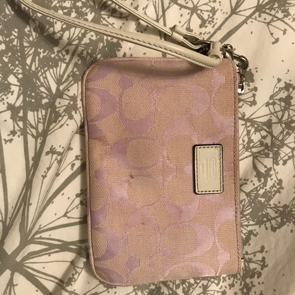 Lavender Coach print wristlet